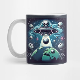 Grey Aliens in a UFO Mug